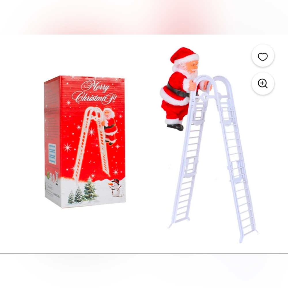 New In Box Battery Operated Santa Climbing Ladder Decoration